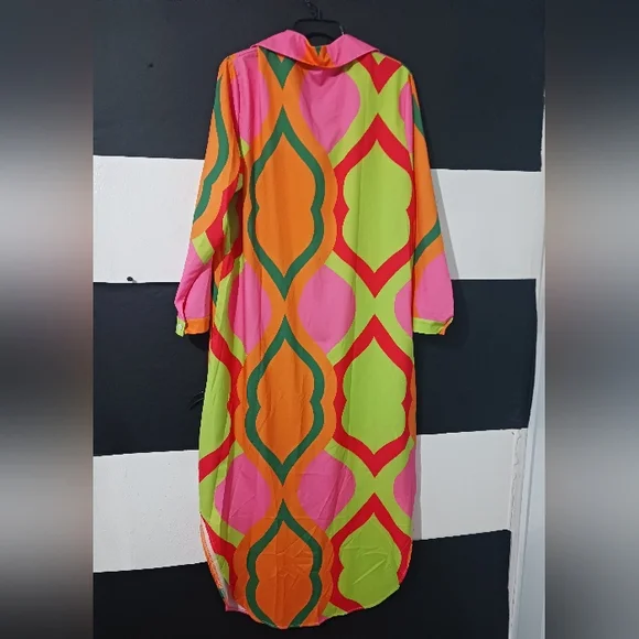 NEW Women Multicolor casual buttoned maxi dress - Picture 10 of 13